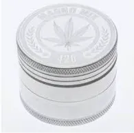 [700121] Alu Grinder 4-teilig 50mm Silver Hanfblatt