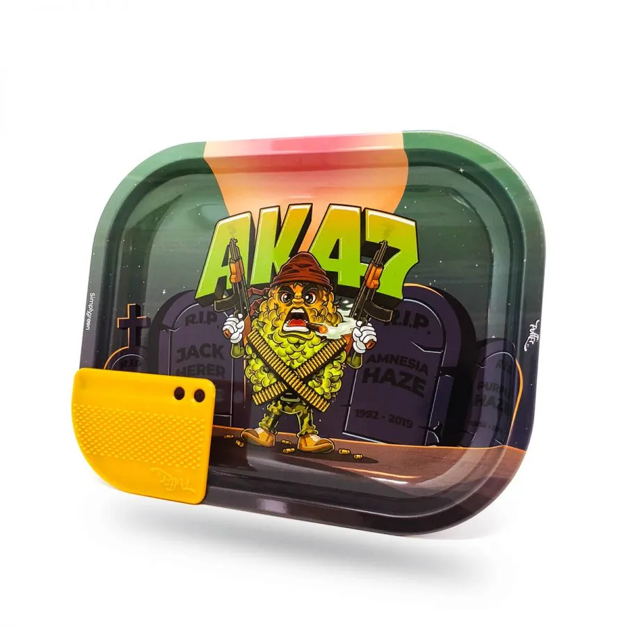 [701413] Metal Rolling Tray - 18 x 14cm - AK47 Buds