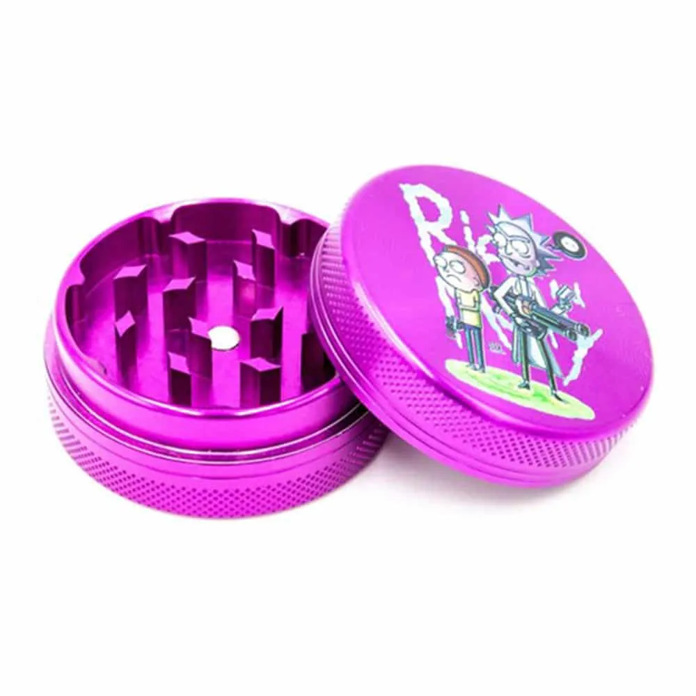 [000601006] Rick and Morty Aluminium Grinder Purple 2 Parts 50mm