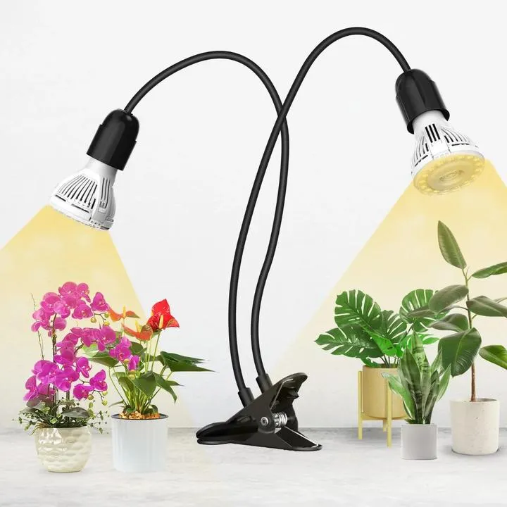 [700973] Sansi LED Grow Light Dual Head mit Timer - Full Spectrum, 2 x 10 W