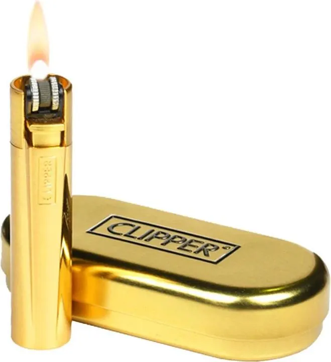 [7777778137] Clipper Feuerzeug Gold aus Metall inkl. Geschenkdose (Single)