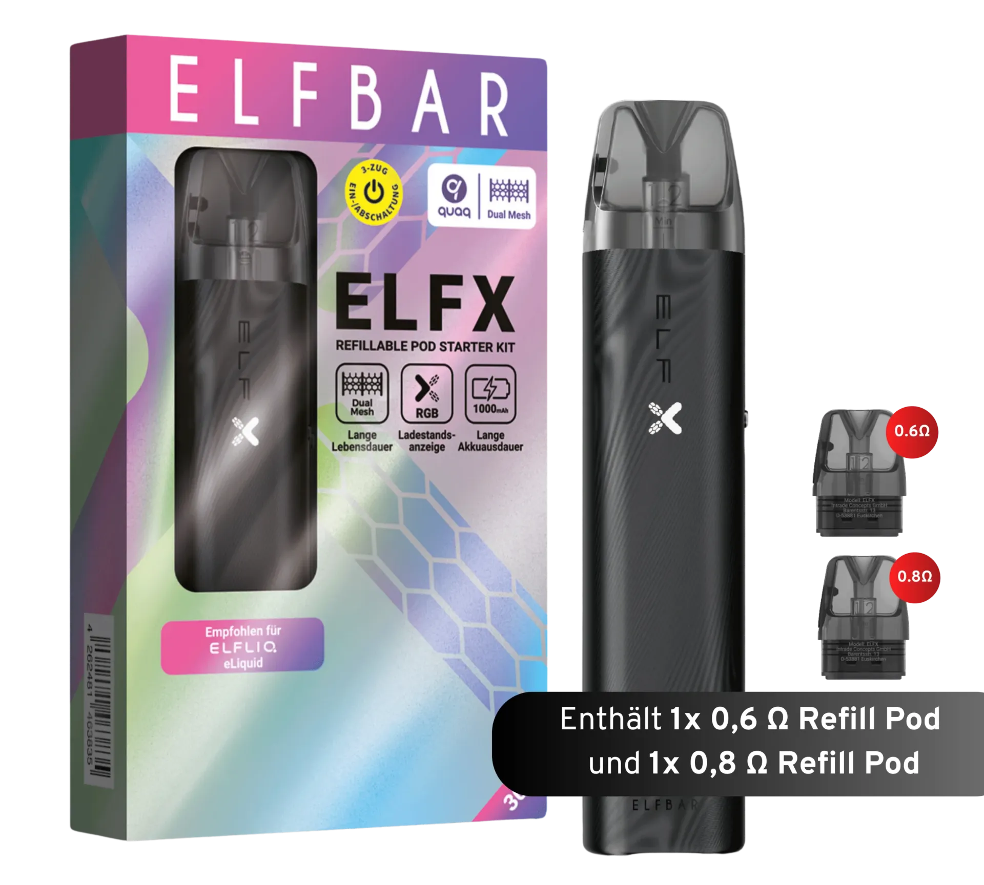 [7777778265] ELFBAR ELFX Kit (Standart Edition) (Black ELFBAR, Single)