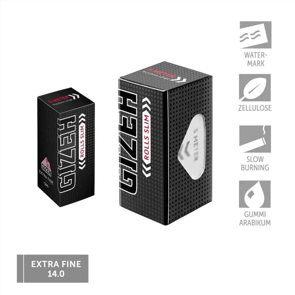 [7777778590] Gizeh Black Rolls Slim 5m (Single)