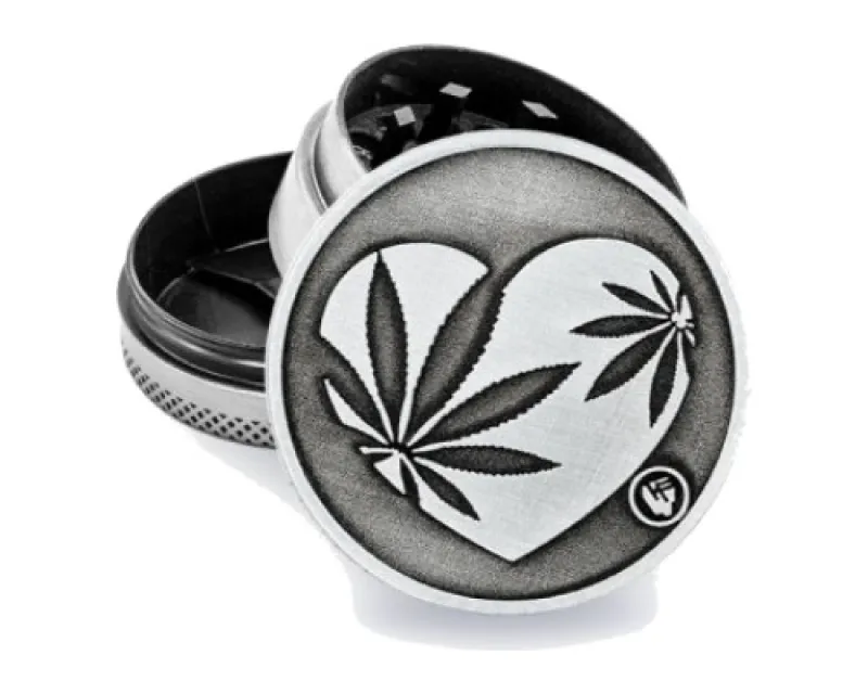 [7777779055] Metal Grinder Silver 420 Heart 3-teilig 40mm (Single)