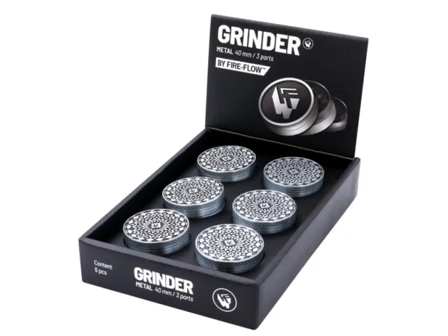 Metal Grinder Silver Mandala Leaf 3-teilig 40mm