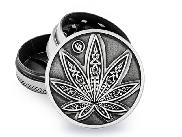 Metal Grinder Silver Neon Leaves 3/4 3-teilig 40mm