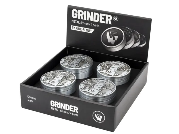 Metal Grinder Silver UFO 4-teilig 60mm