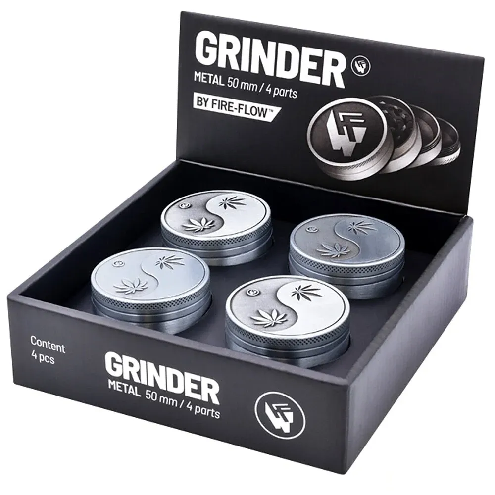 Metal Grinder Silver Yin Yang 4-teilig 50mm