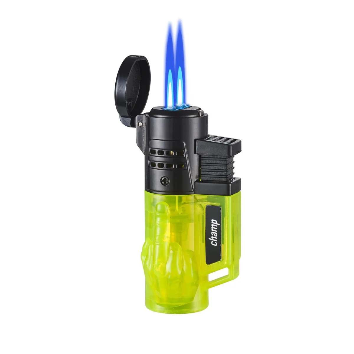 [5648654] Champ - Fuck You Feuerzeug mit 2 blauen Flammen (Gelb)
