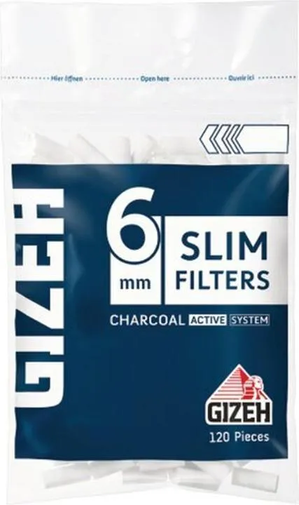 [000100036] Gizeh Slim Zigaretten Aktivkohle Filter 6mm (Single)