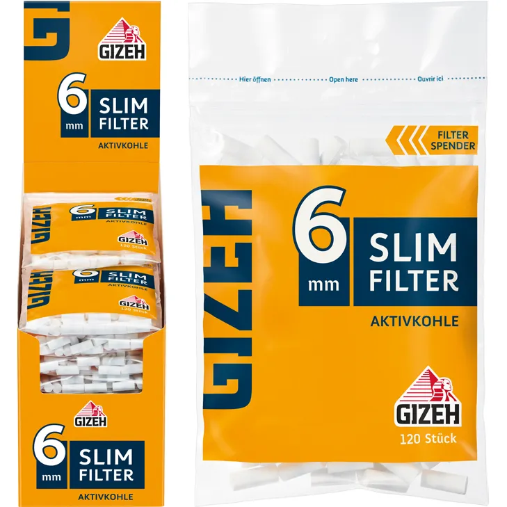 Gizeh Slim Zigaretten Aktivkohle Filter 6mm
