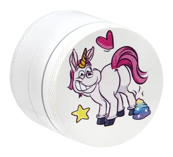 [500015] GRINDER / POLLINATOR ALUMINIUM - SHITTY UNICORN, WEISS, 4TLG. 50MM