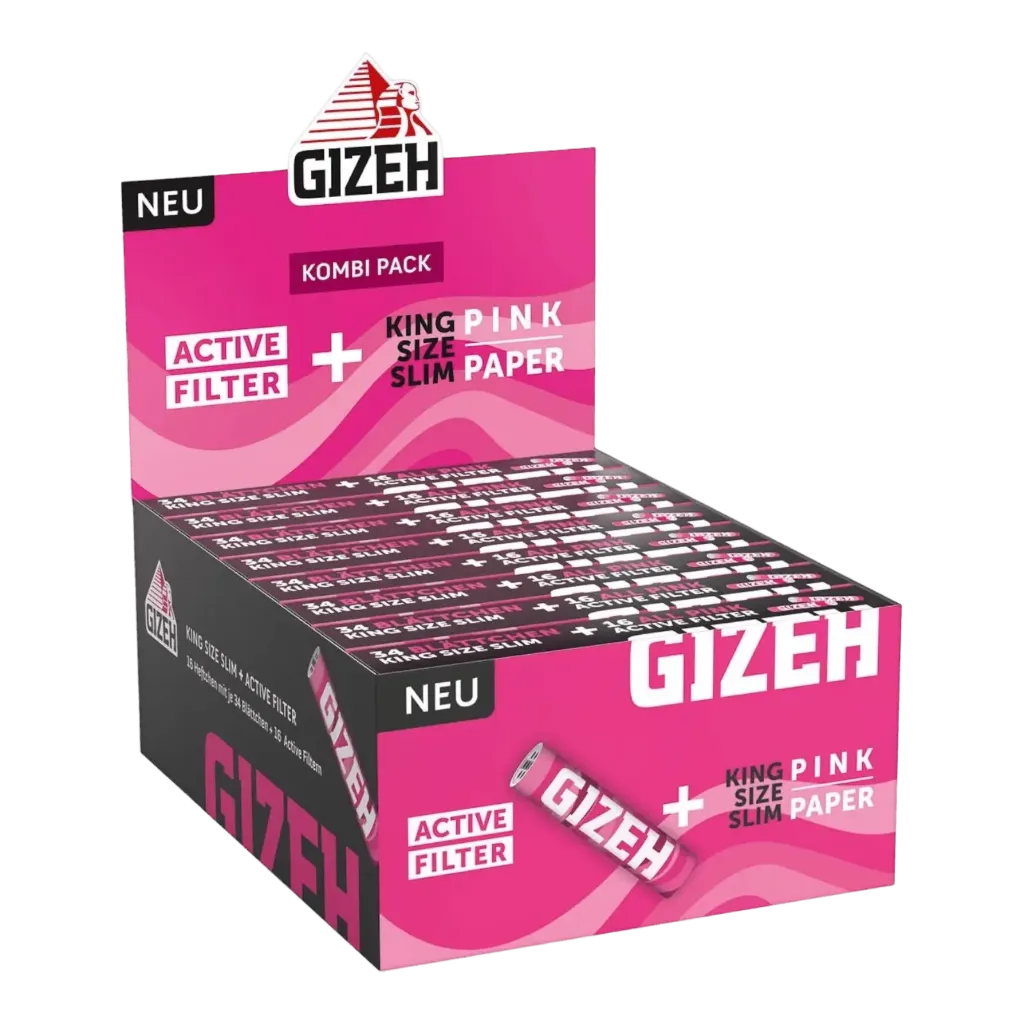 GIZEH Pink King Size Slim + Active Filter (16 Stk.)
