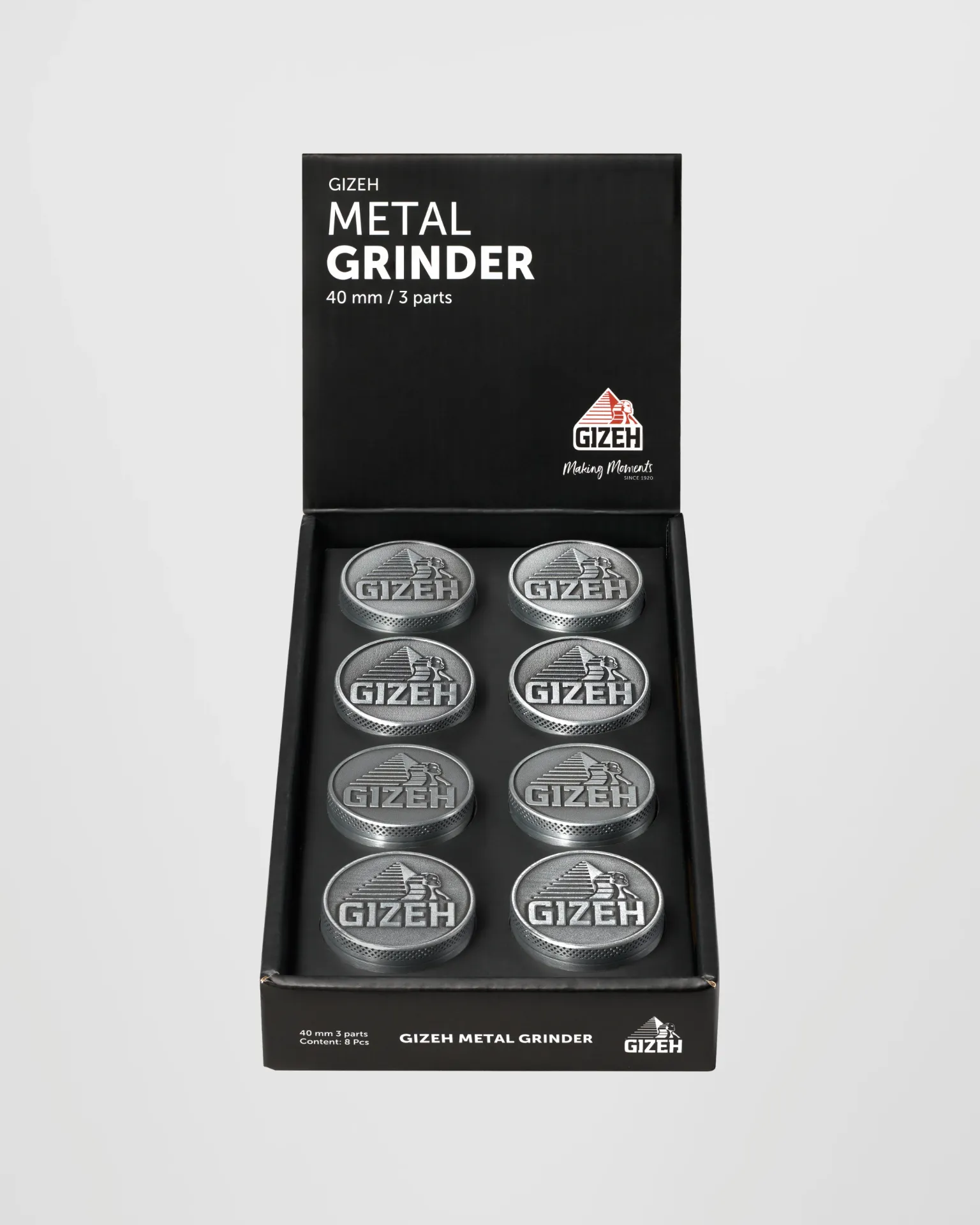 Grinder Gizeh 3 teilig silber 40mm