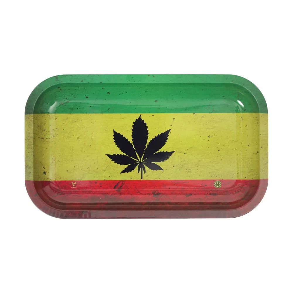 [760876] Rasta Cannabis Leaf Rolling Tray