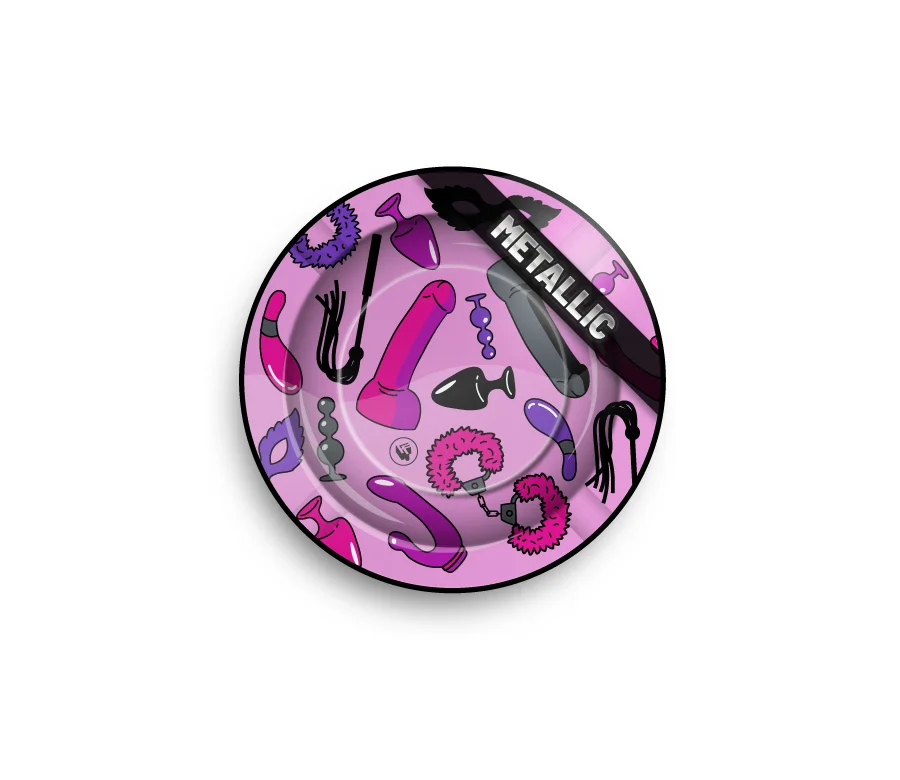 Metal Ashtray - 135mm - Sex Toy Pattern metallic