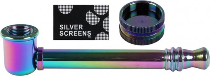 [56798578956879o] RAINBOW GLASS PIPE & GRINDER (Single)