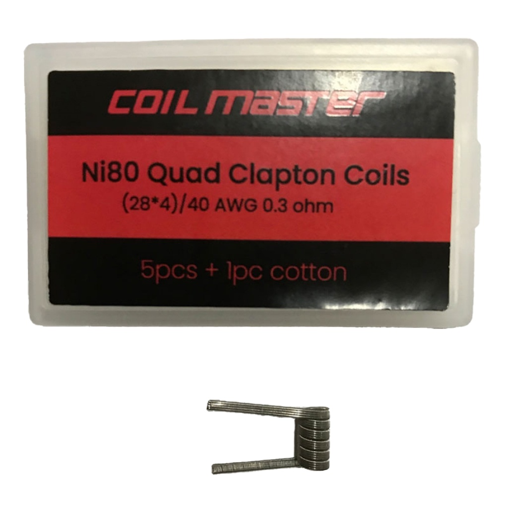 Coil Master Ni80 Quad Clapton Coils 28x4 40awg 0.3 Ohm 5pcs