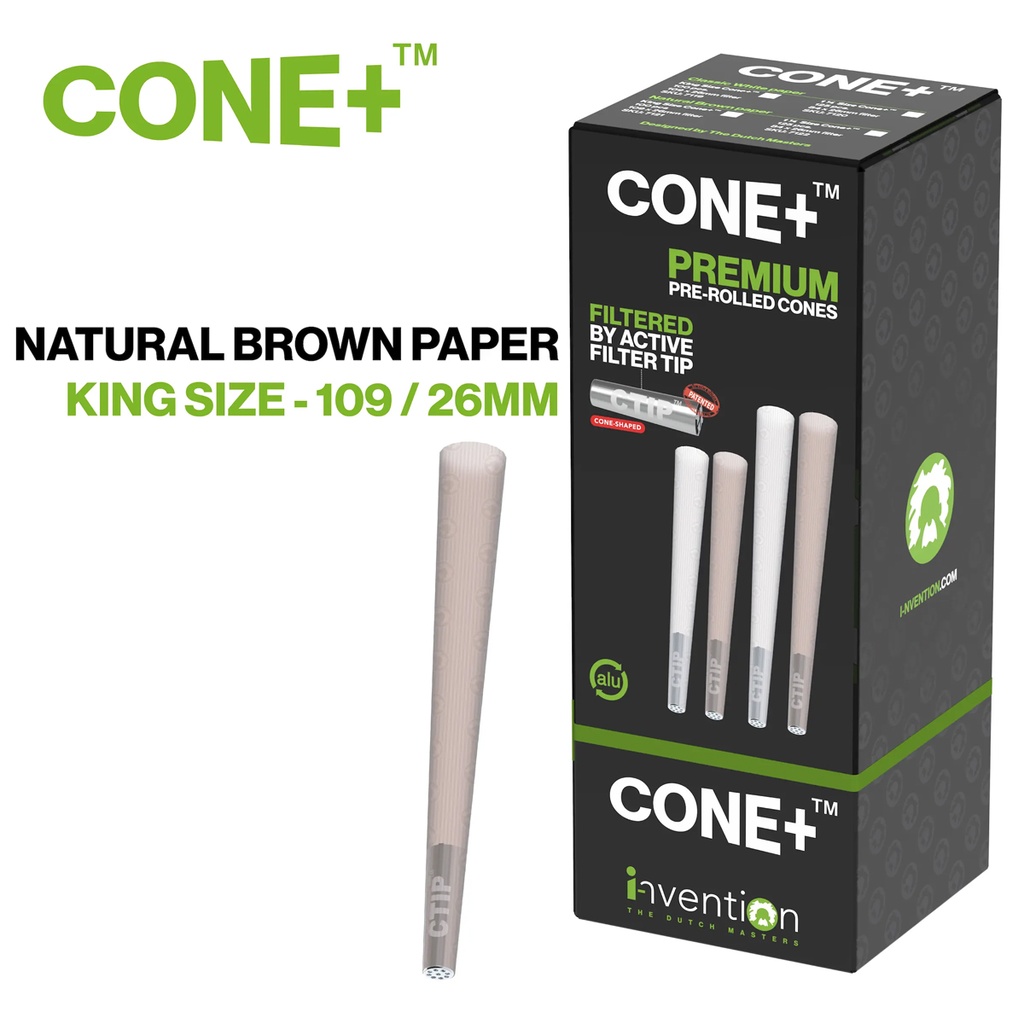 CONE+ King Size Natural Brown C Tip Filter 109/26 100pcs
