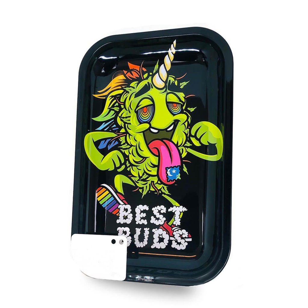 Best Buds Rolling Tray M LSD with Magnetic Grinder Card 175 x 275mm
