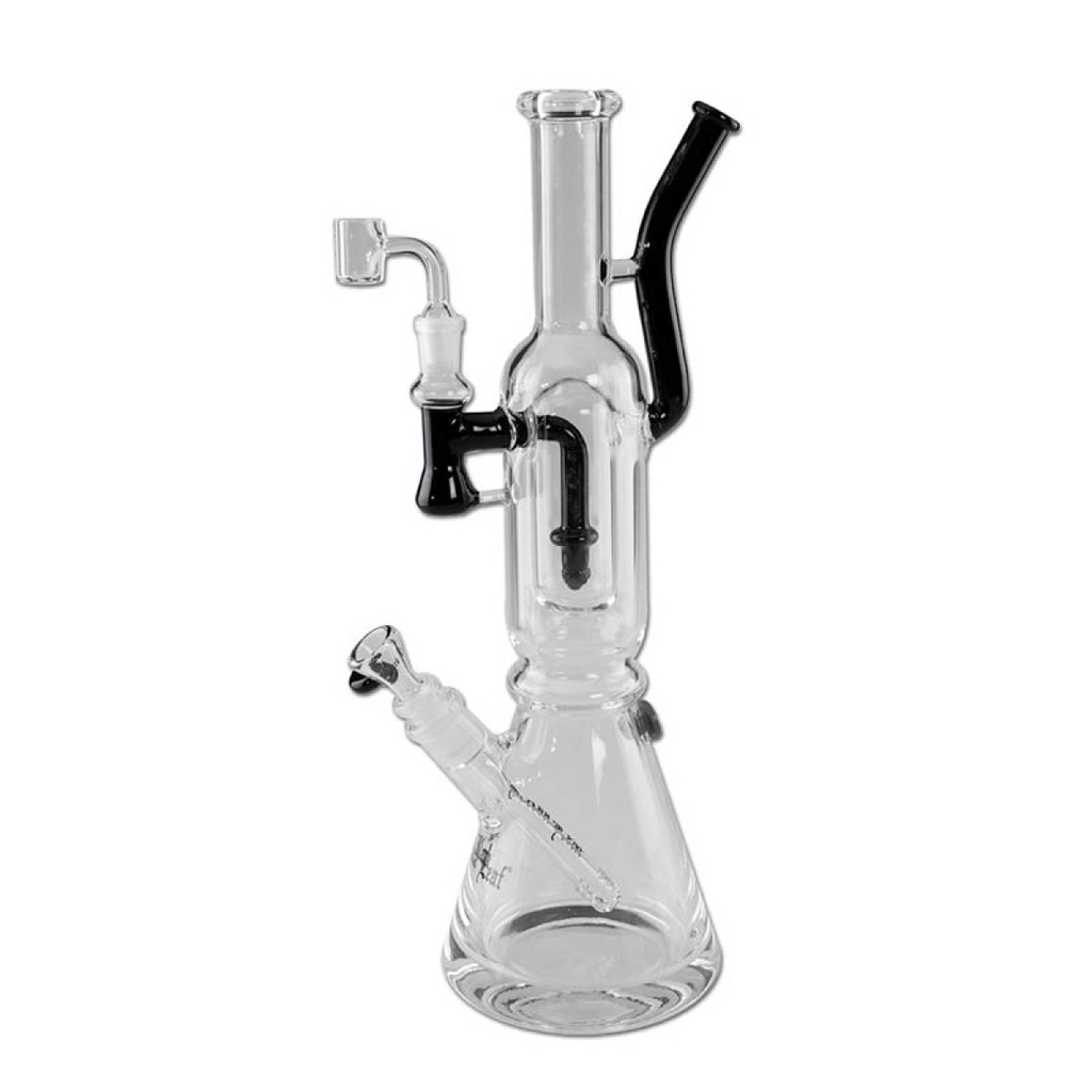 [ND-2618111] Black Leaf Double Track Bong mit 2 Mundstücken 40cm