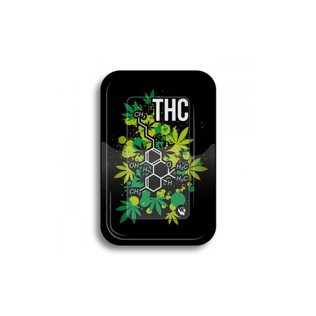 Black Leaf Rolling Tray THC Molecule  275 x 175mm