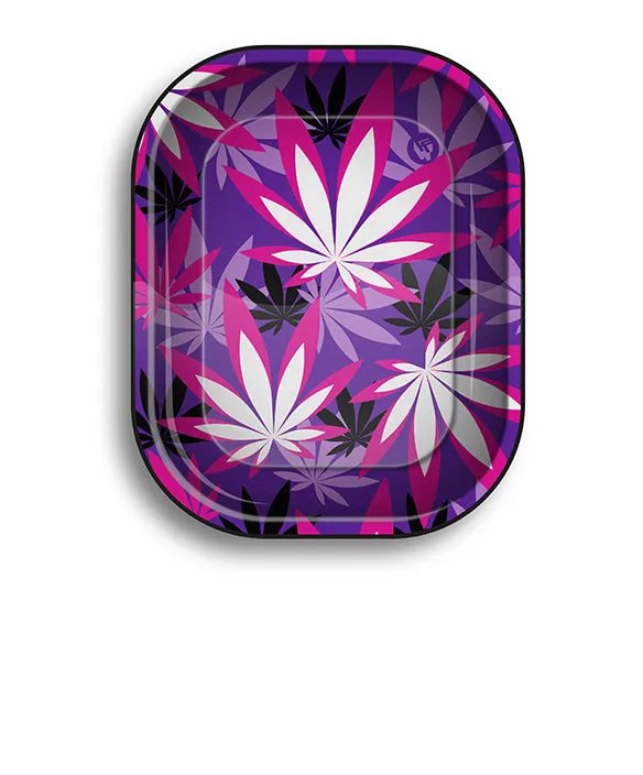 [ND-550459] Black Leaf Rolling Tray S Pink Leaves 140 x 180mm