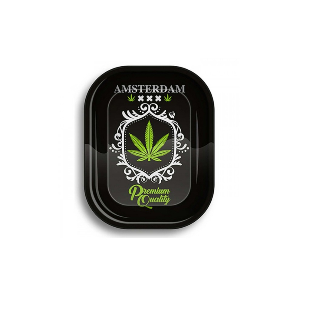 [ND-550457] Black Leaf Rolling Tray S Amsterdam 140 x 180mm