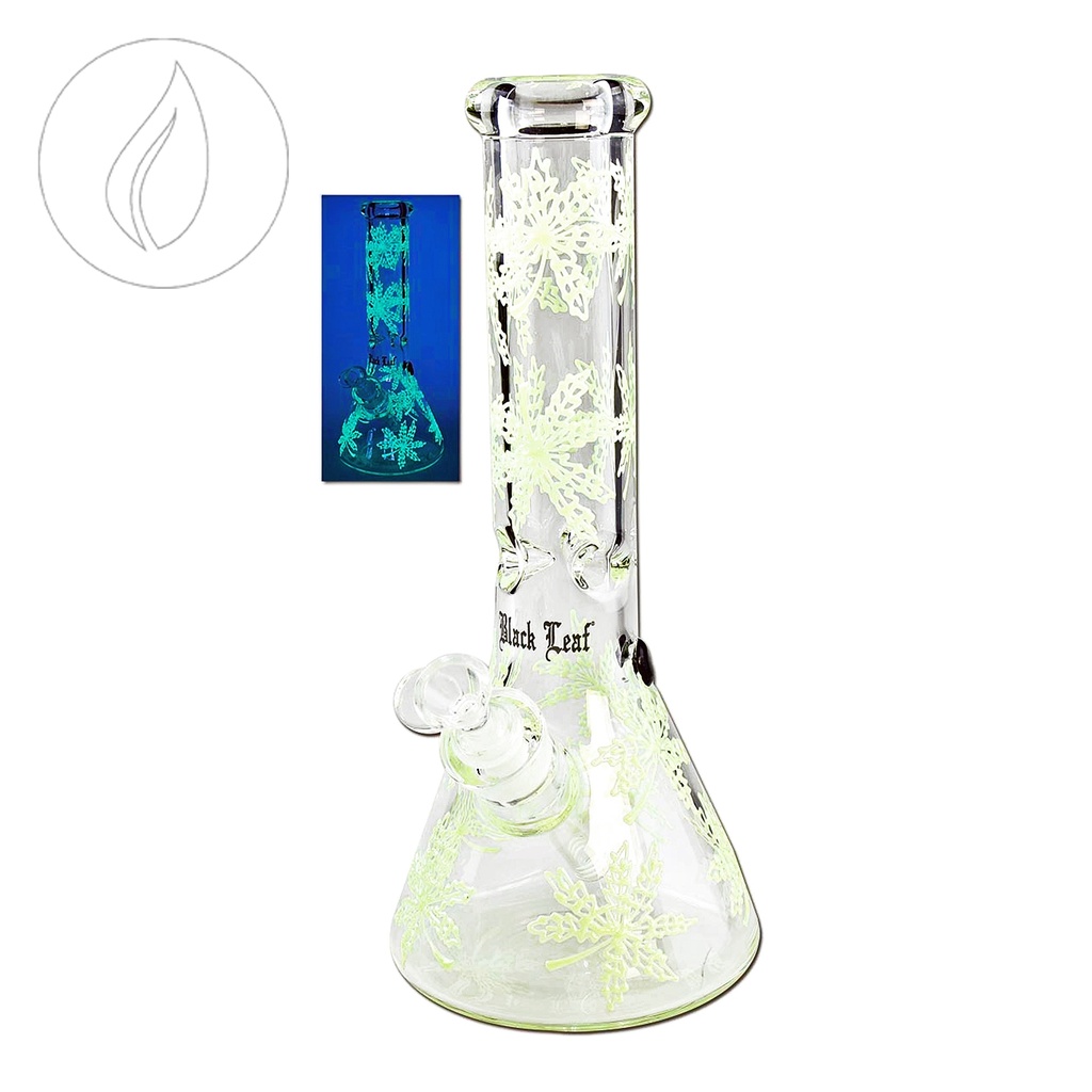 Black Leaf Leaf painted Beaker Bong 32cm