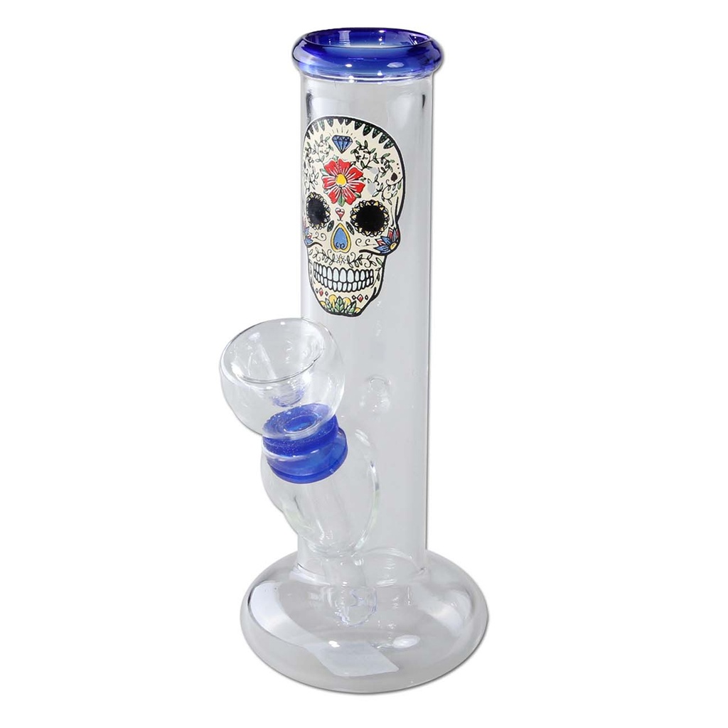 [ND-2018254-29] Black Leaf Mini Glass Bong Skull 14.2cm