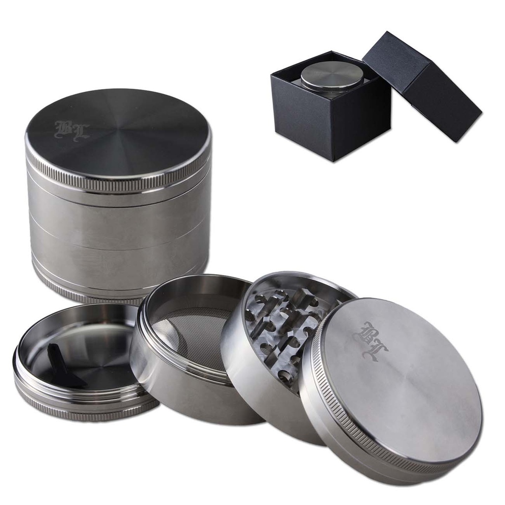 [ND-430518] Black Leaf Edelstahl Grinder 4 Parts