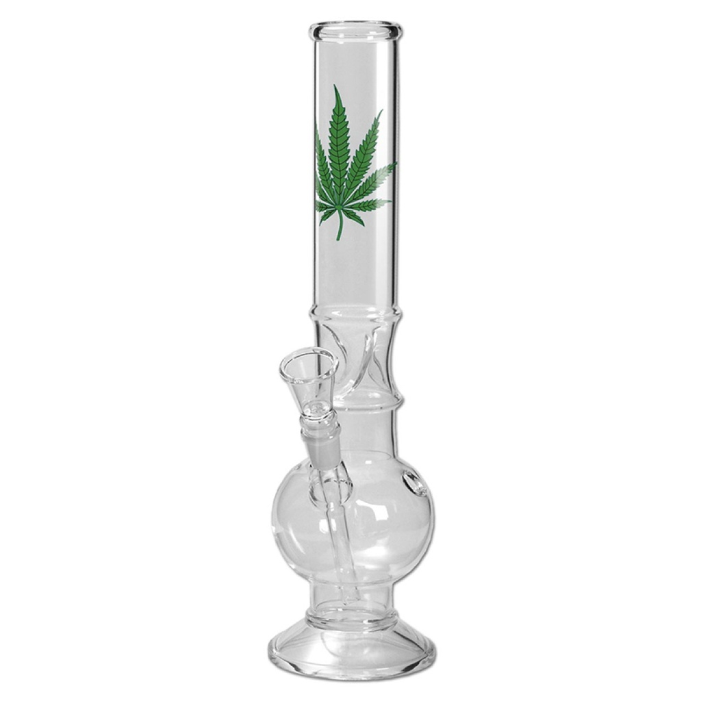 [ND-BREIT10-3] Breitseite Glasbong Ice Hanfblatt 42cm