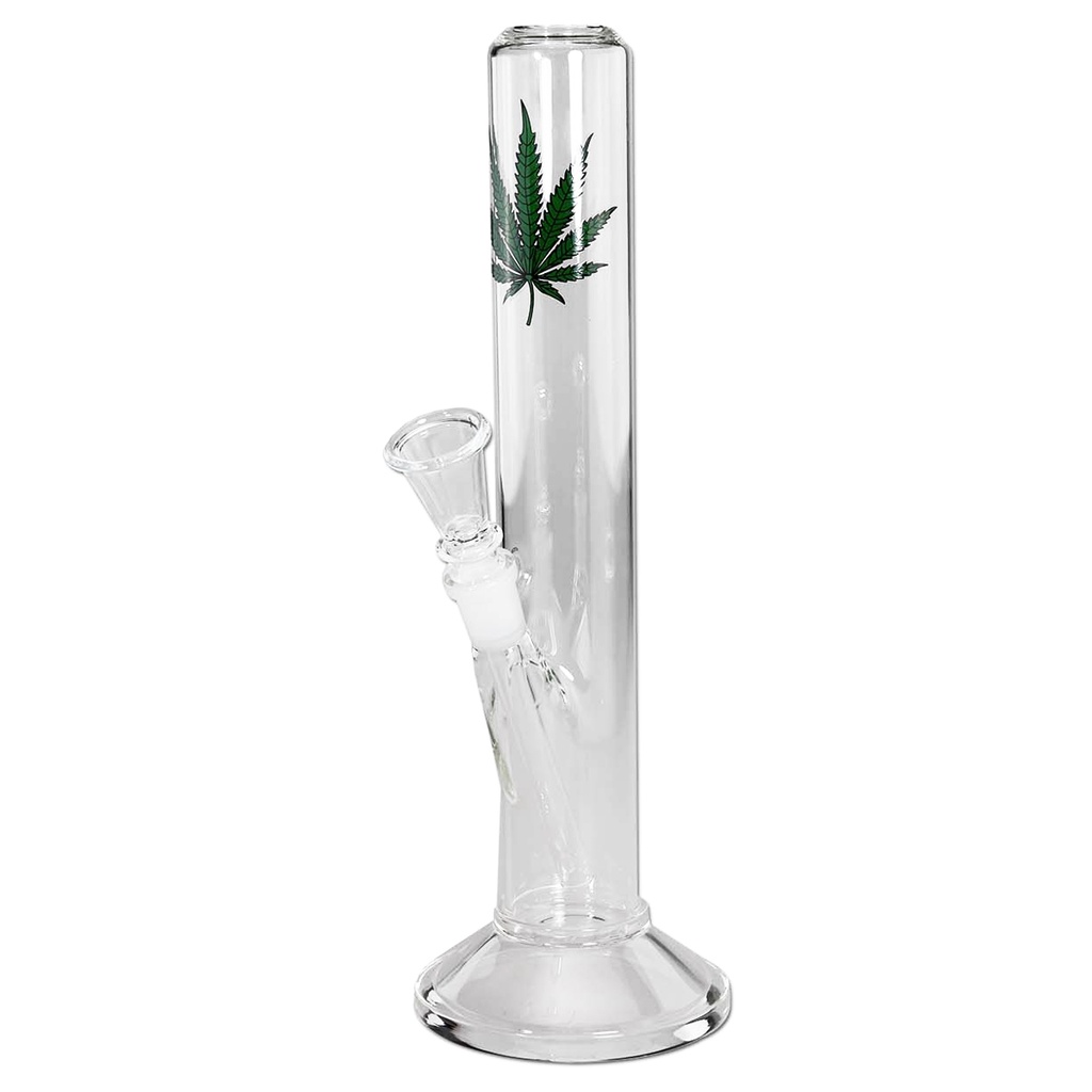 [ND-BREIT11-3] Breitseite Glasbong Cannabisleaf straight 35cm