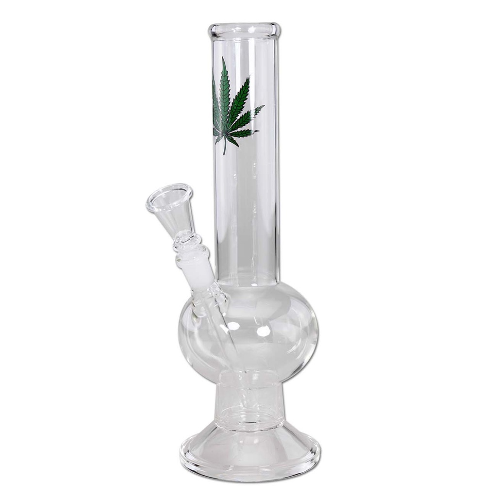 [ND-BREIT12-3] Breitseite Glassbong Cannabisleaf round 35cm