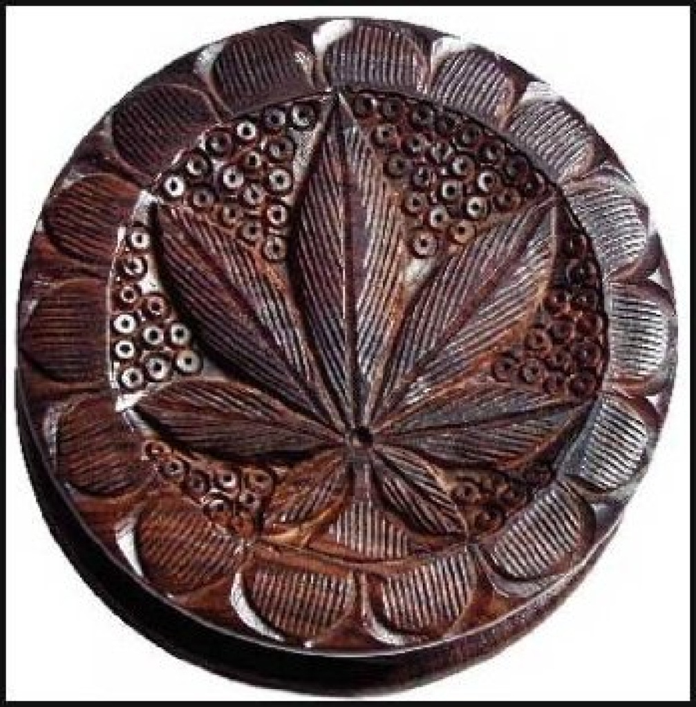 Holz Grinder Hanfblatt dunkel