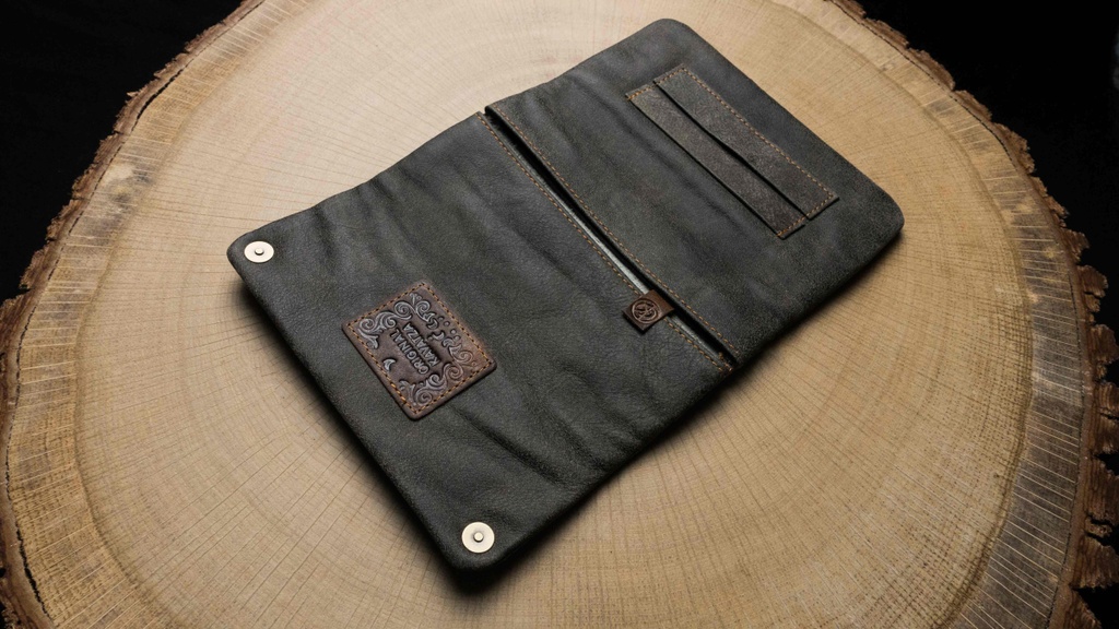 Kavatza Tabaktasche TP15 Mary Poppins Nubuc Cowhide Application Hole Grey Brown