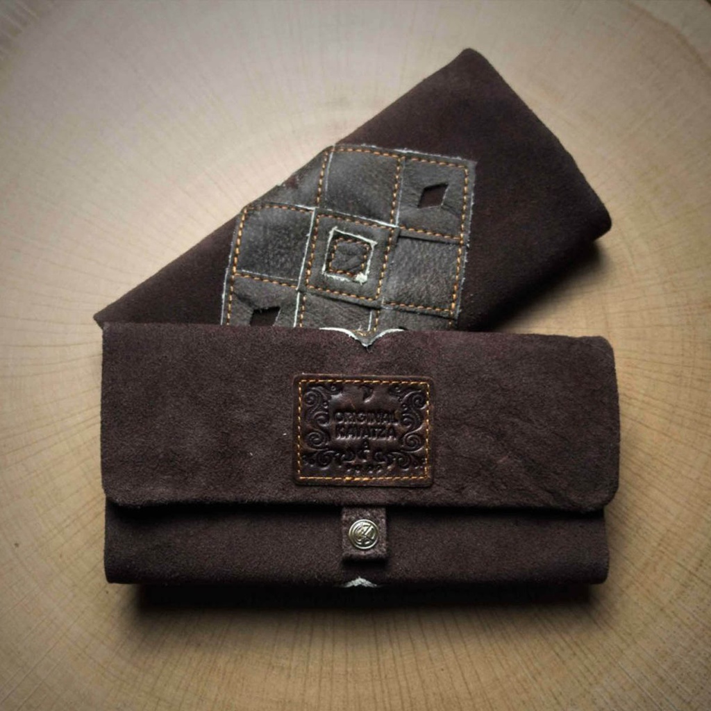 Kavatza Tabaktasche TP08 Suede Cowhide With Patchwork Earth Brown