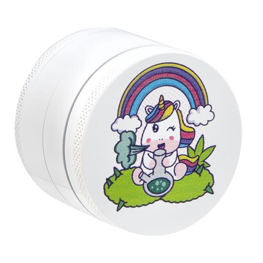 CNC Grinder White Unicorn Bong 4 Parts 50mm