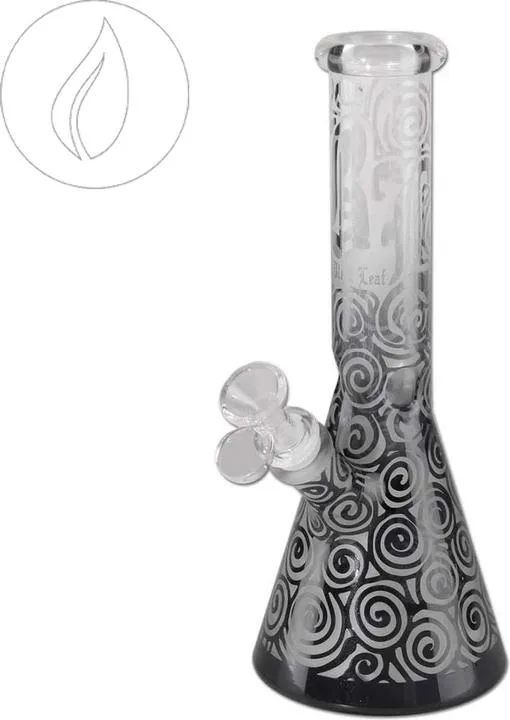 [ND-251890-35] Black Leaf Sandblast Ice Bong 25cm (Black)