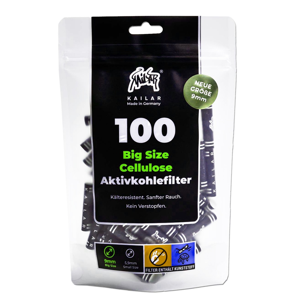 Kailar Aktivkohlefilter 9mm Black White 100pcs