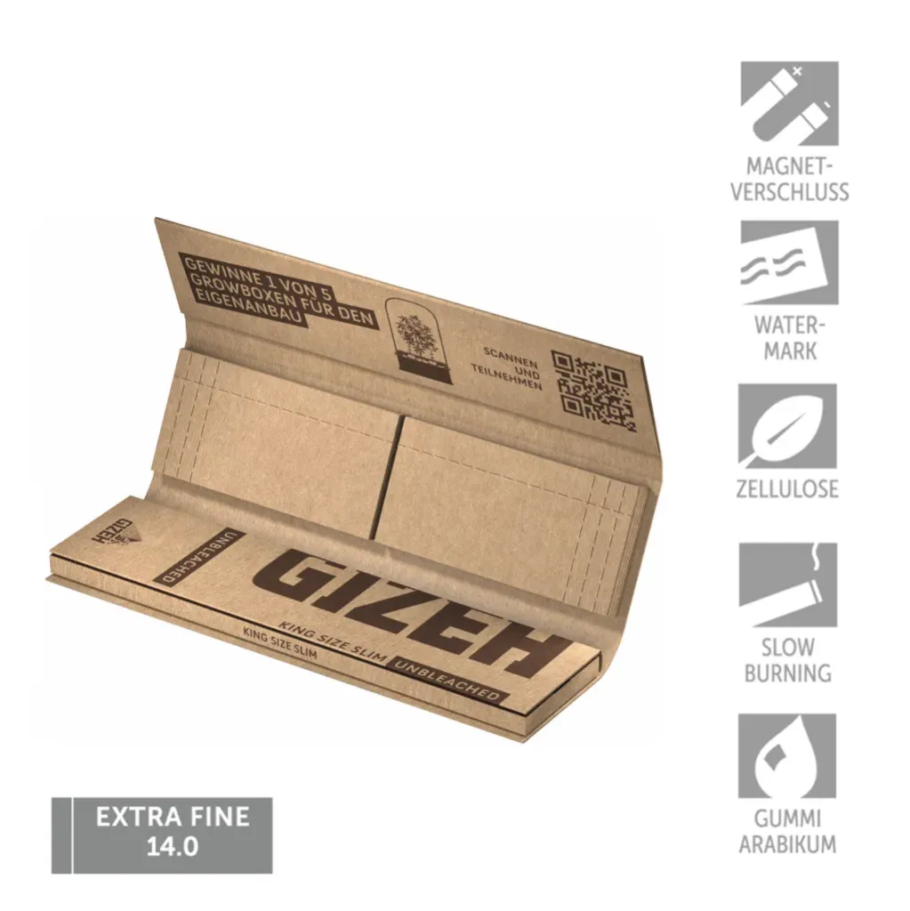[1616516513451561] GIZEH KingSize Slim +Tips - Unbleached (Single)