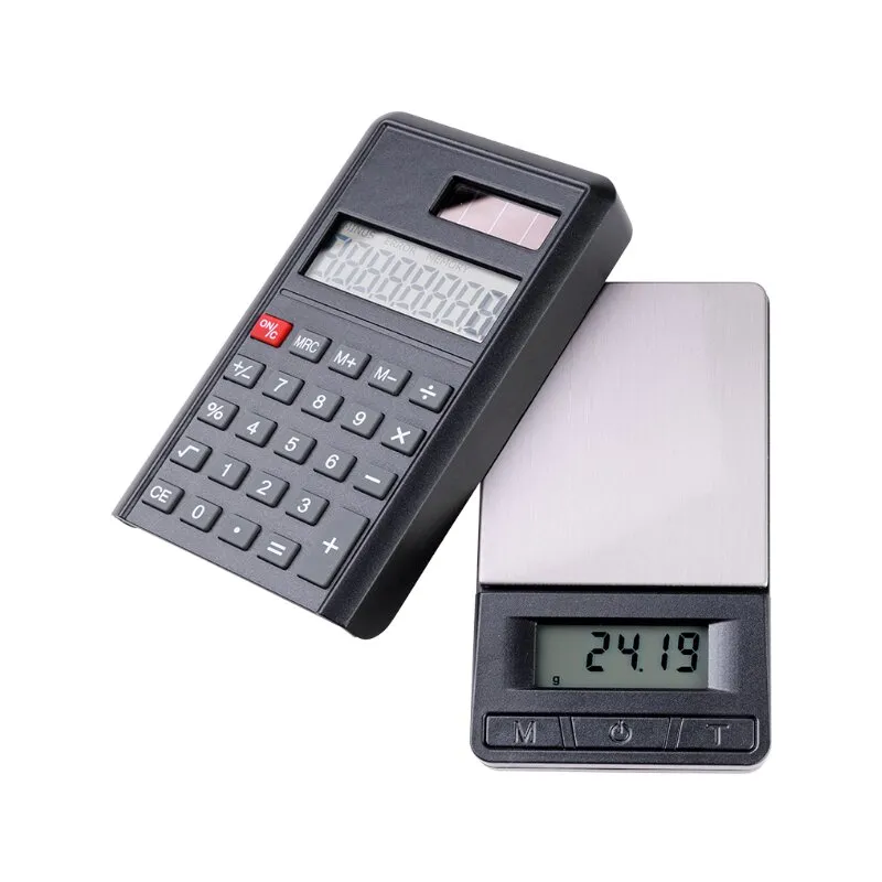 [000400114] Taschenwaage mit Solar-Taschenrechner im Deckel (200/0.01g)