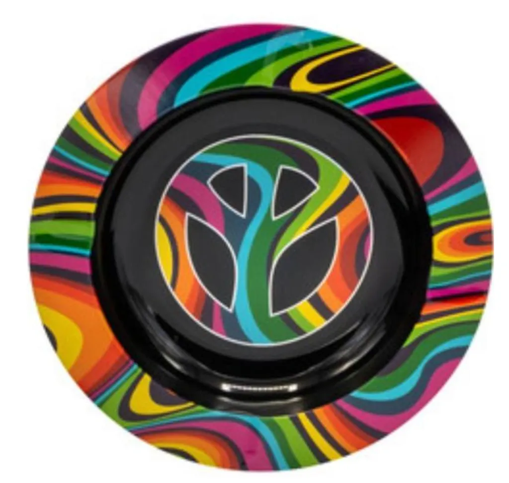 [000400200] Blech Aschenbecher "Peace Trip" 14cm